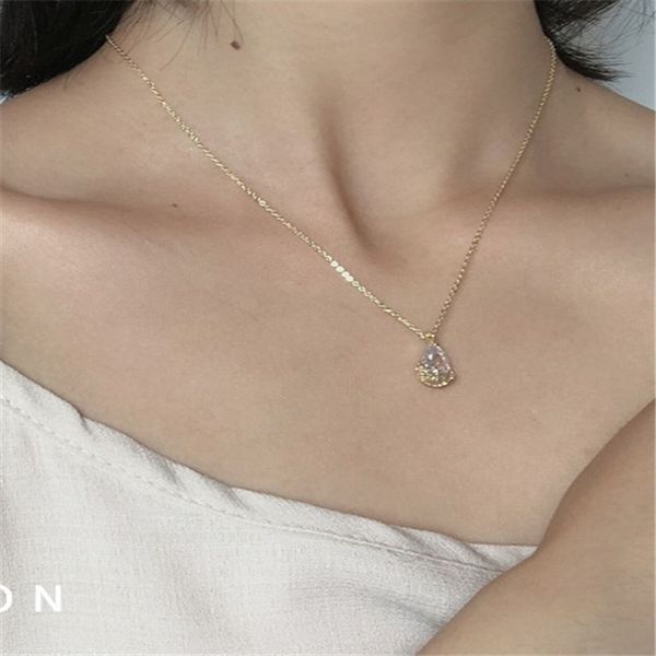 fairy full of water drop pendant necklace lady clavicle chain sweet net red temperament, Silver
fairy full of water drop pendant necklace lady clavicle chain sweet net red temperament, Silver