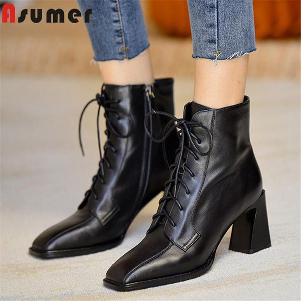boots asumer 2022 arrive high heels ladies dress office shoes genuine leather footwear square toe zip lace up ankle women, Black
boots asumer 2022 arrive high heels ladies dress office shoes genuine leather footwear square toe zip lace up ankle women, Black