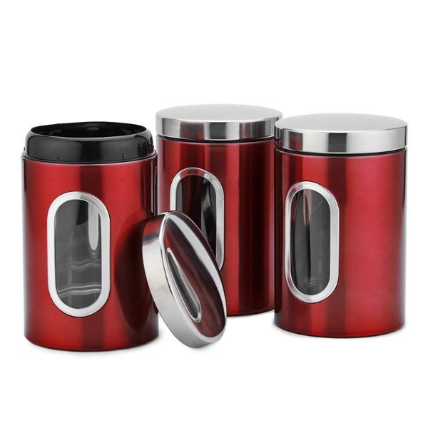 storage bottles & jars 3pcs/set stainless steel food container thick and transparent tea set with lids grain tank
storage bottles & jars 3pcs/set stainless steel food container thick and transparent tea set with lids grain tank