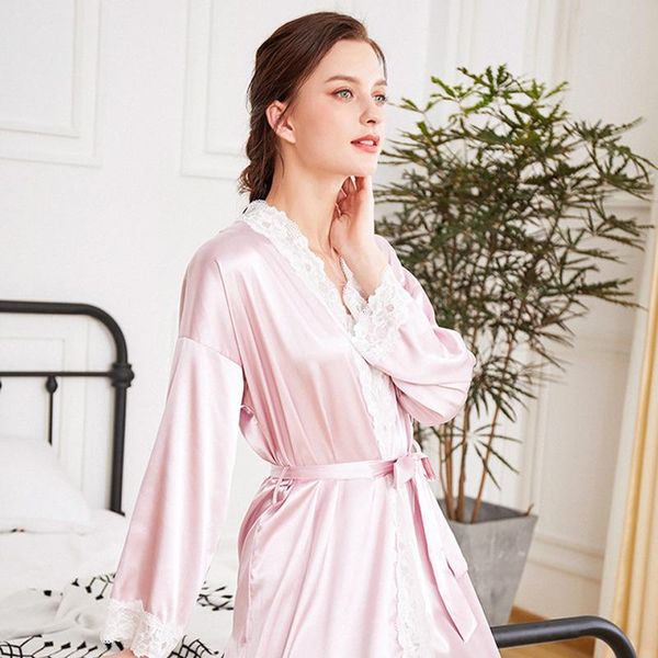 women's sleepwear lace morning gown female silk bathrobe summer soft and silky ladies indoor nighty bride wedding robe, Black;red
women's sleepwear lace morning gown female silk bathrobe summer soft and silky ladies indoor nighty bride wedding robe, Black;red