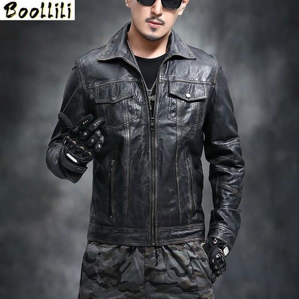 men's leather & faux boollili real genuine jacket men sheepskin coat motorcycle man vintage slim fit biker jackets, Black
men's leather & faux boollili real genuine jacket men sheepskin coat motorcycle man vintage slim fit biker jackets, Black