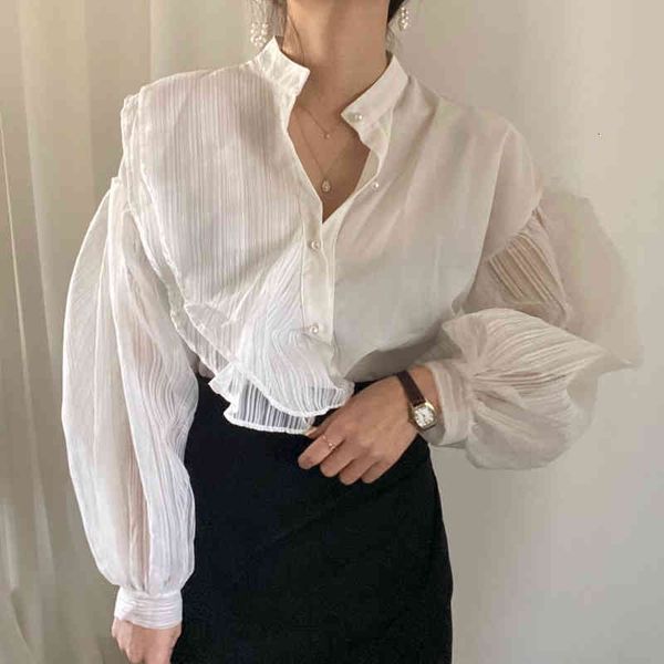 women's blouses & shirts colorfaith spring summer vintage oversized patchwork tulle transparent korean style lady bl06620 s8og, White
women's blouses & shirts colorfaith spring summer vintage oversized patchwork tulle transparent korean style lady bl06620 s8og, White