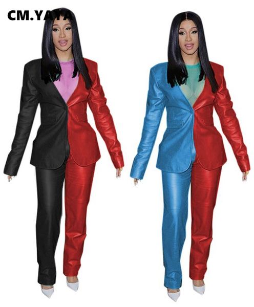 sportwear patchwork faux leather womens set notched ne blazers pants set active wear pu trasuit two piece outfitby air, White
sportwear patchwork faux leather womens set notched ne blazers pants set active wear pu trasuit two piece outfitby air, White