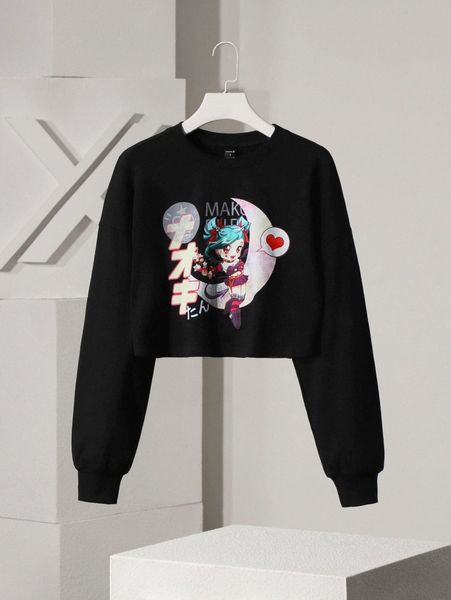 x mako fufu letter & cartoon graphic drop shoulder crop sweatshirt b23d#, White;black
x mako fufu letter & cartoon graphic drop shoulder crop sweatshirt b23d#, White;black