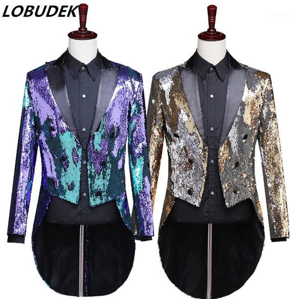 men's jackets 2 color men discolourabe sequins tailcoat magician swallowtail male costume groom wedding clothes singer chorus performan, Black;brown
men's jackets 2 color men discolourabe sequins tailcoat magician swallowtail male costume groom wedding clothes singer chorus performan, Black;brown