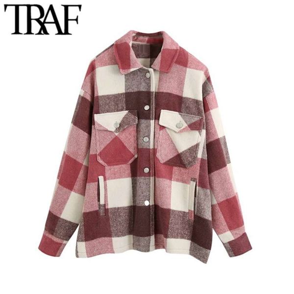 traf women vintage stylish oversized plaid jacket coat fashion lapel collar long sleeve pockets loose outerwear chic 210928, Black;brown
traf women vintage stylish oversized plaid jacket coat fashion lapel collar long sleeve pockets loose outerwear chic 210928, Black;brown