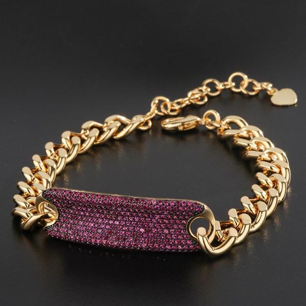 link, chain zlxgirl jewelry brand red blue mirco paved zircon cooper bracelet women bridal dubai gold bangle, Black
link, chain zlxgirl jewelry brand red blue mirco paved zircon cooper bracelet women bridal dubai gold bangle, Black