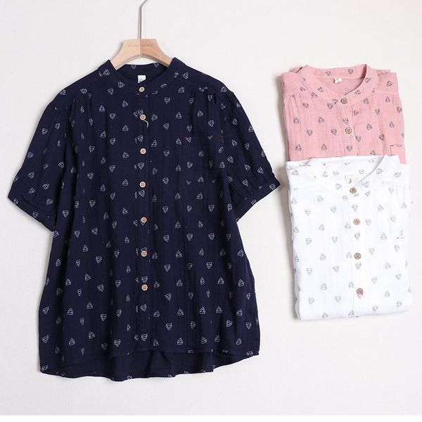 women's blouses & shirts 2021 summer women blouse japan style print cotton stand collar short sleeve shirt loose casual, White
women's blouses & shirts 2021 summer women blouse japan style print cotton stand collar short sleeve shirt loose casual, White