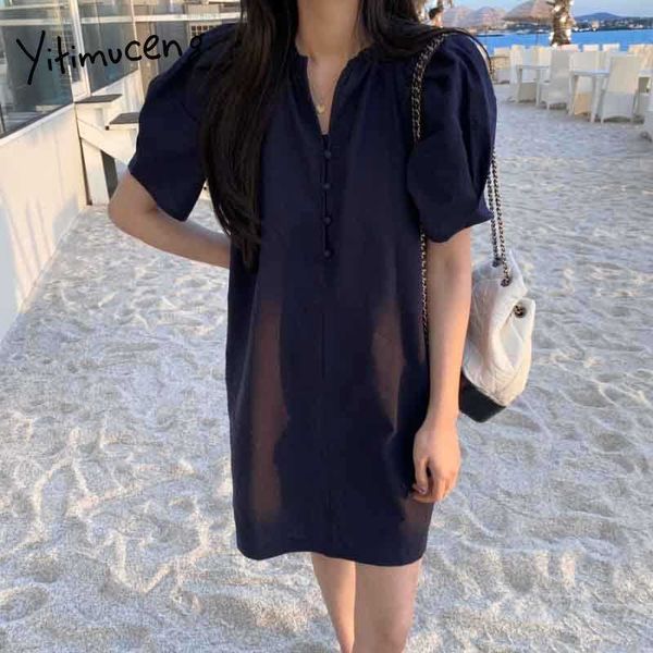 yitimuceng dresses for women short puff sleeve loose waist unicolor white black pink sundress summer fashion simple style 210601, Black;gray
yitimuceng dresses for women short puff sleeve loose waist unicolor white black pink sundress summer fashion simple style 210601, Black;gray