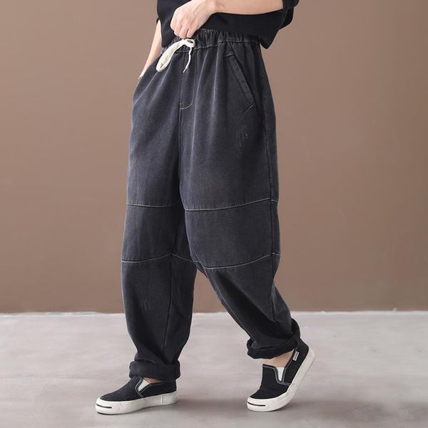 women's pants & capris 2021 winter simple black retro loose plus size art drawstring velvet thick jeans casual women harem, Black;white
women's pants & capris 2021 winter simple black retro loose plus size art drawstring velvet thick jeans casual women harem, Black;white