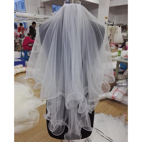 bridal veils layer 2 white ivory pencil edge elbow length wedding accessories with comb velos de novia, Black
bridal veils layer 2 white ivory pencil edge elbow length wedding accessories with comb velos de novia, Black