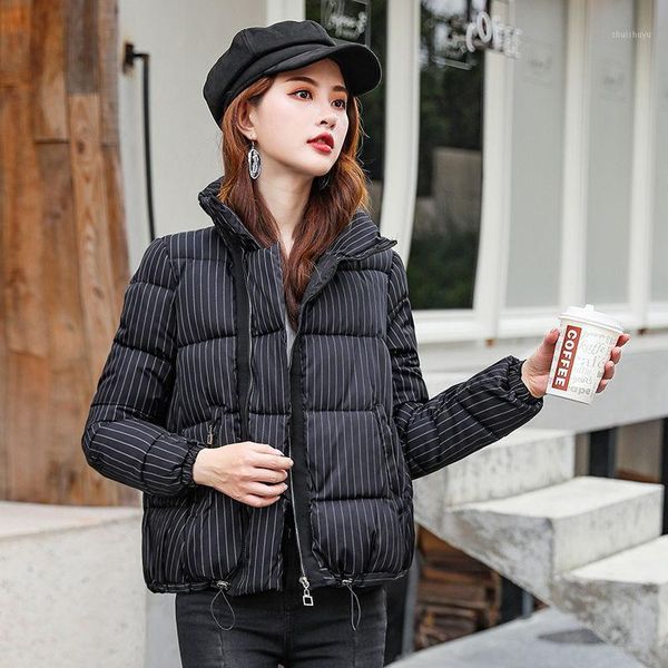 women's down & parkas 2021 autumn winter women casual loose stand collar lady striped thick warm coats female pockets zipper outerwear, Black
women's down & parkas 2021 autumn winter women casual loose stand collar lady striped thick warm coats female pockets zipper outerwear, Black