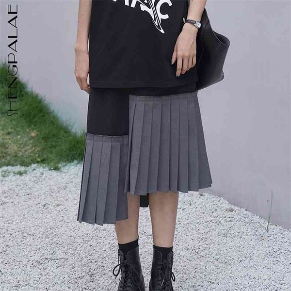 patchwork pleated high waist skirt women's summer comtrast color knee-length irregular female tide 210427, Black
patchwork pleated high waist skirt women's summer comtrast color knee-length irregular female tide 210427, Black