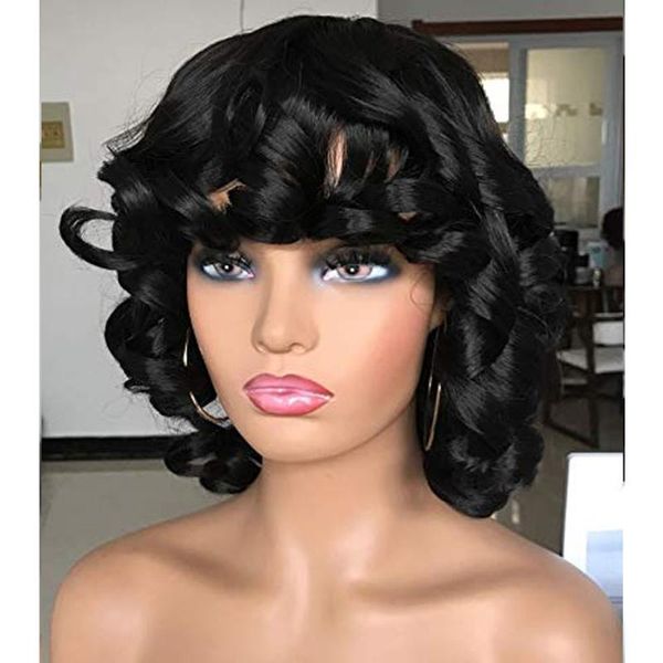 synthetic wigs short afro curly with bangs for women kinky hair wig black (more natural color than black)
synthetic wigs short afro curly with bangs for women kinky hair wig black (more natural color than black)
