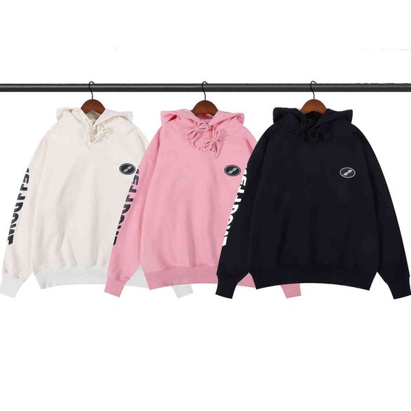 we11 simple letter square leisure back glued three-dimensional bullet screen men's and women's hooded fleece sweater, Black
we11 simple letter square leisure back glued three-dimensional bullet screen men's and women's hooded fleece sweater, Black