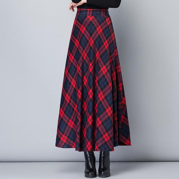 skirts vintage plaid long skirt for women streetwear elastic high waist pocket woolen winter female casual office, Black
skirts vintage plaid long skirt for women streetwear elastic high waist pocket woolen winter female casual office, Black