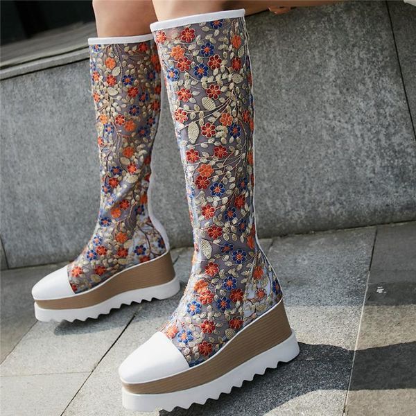 boots women genuine leather wedges high heel knee female embroider flower breathable lace platform pumps shoes casual, Black
boots women genuine leather wedges high heel knee female embroider flower breathable lace platform pumps shoes casual, Black