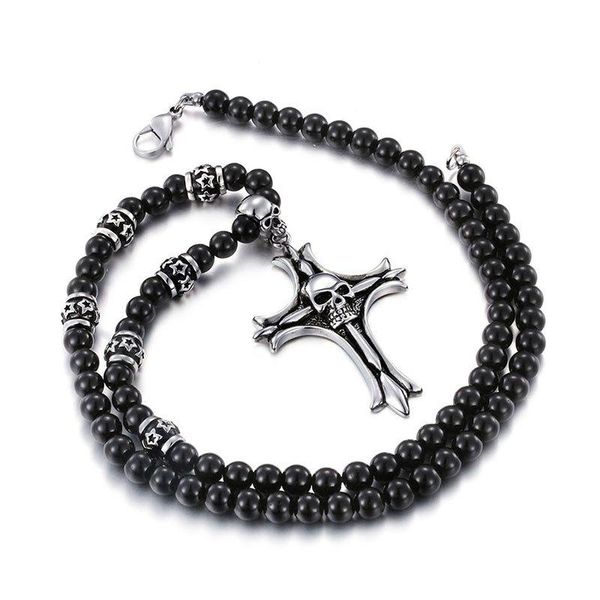 men's beaded brand titanium steel cross pendant necklace male vintage fashionable jewelry gift necklaces, Silver
men's beaded brand titanium steel cross pendant necklace male vintage fashionable jewelry gift necklaces, Silver
