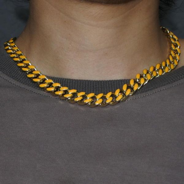 chokers cuban necklace chain hip hop jewelry choker 11mm gold yellow oil painting clasp for mens rapper necklaces, Golden;silver
chokers cuban necklace chain hip hop jewelry choker 11mm gold yellow oil painting clasp for mens rapper necklaces, Golden;silver