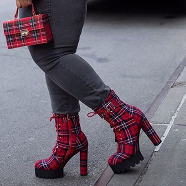 only maker womens platform ankle boots buckle strap chunky heel red plaid lace up side zipper round toe booties for winter, Black
only maker womens platform ankle boots buckle strap chunky heel red plaid lace up side zipper round toe booties for winter, Black