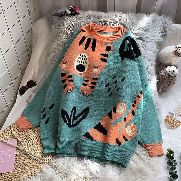 women's sweaters ins fashion cartoon knitwear jumpers oversize clothing aefr, White;black
women's sweaters ins fashion cartoon knitwear jumpers oversize clothing aefr, White;black