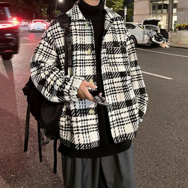 men's wool & blends 2021 winter jacket fashion brand male korean version thick black plaid loose short windbreaker duffle coat recommen
men's wool & blends 2021 winter jacket fashion brand male korean version thick black plaid loose short windbreaker duffle coat recommen