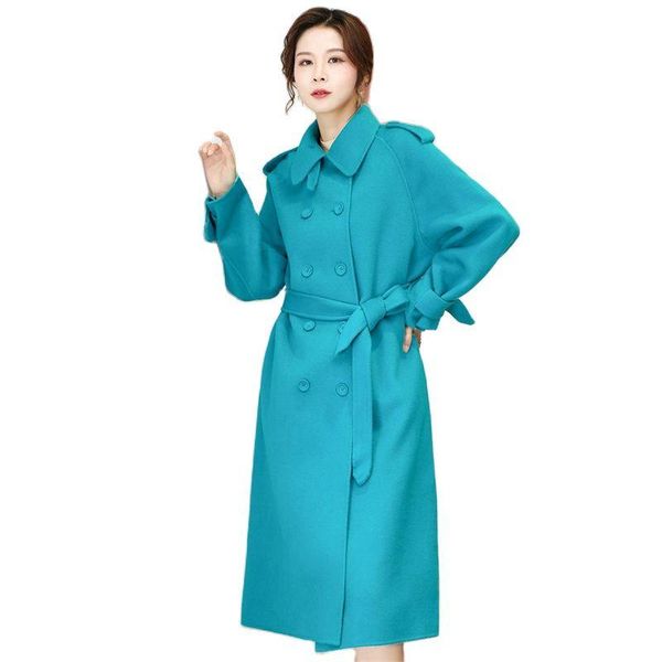 women's wool & blends imitate double-faced cashmere coat women 2021 mid-length slim thin western style spring autumn windbreaker jacket, Black
women's wool & blends imitate double-faced cashmere coat women 2021 mid-length slim thin western style spring autumn windbreaker jacket, Black