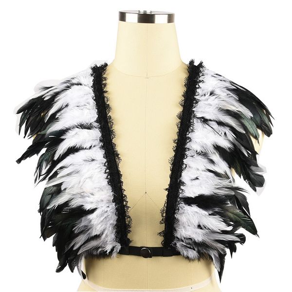 black background white feather three-point underwear witch game clothes bar party nightclub style o0304, Black;white
black background white feather three-point underwear witch game clothes bar party nightclub style o0304, Black;white