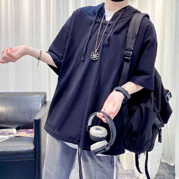 men's t-shirts summer hooded t-shirt fashion pocket casual tshirt men streetwear korean loose hip-hop short-sleeved t shirt mens m, White;black
men's t-shirts summer hooded t-shirt fashion pocket casual tshirt men streetwear korean loose hip-hop short-sleeved t shirt mens m, White;black
