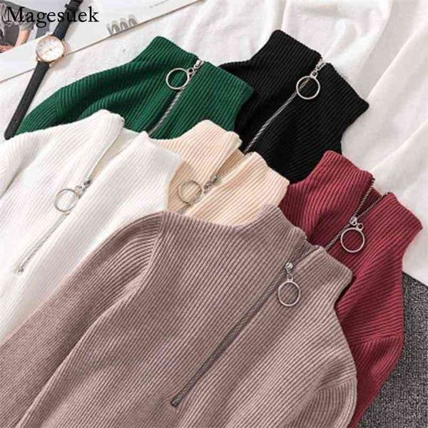 long sleeve zipper slim autumn and winter fashion solid colors women's knitwear half turtleneck pullover feminine 11260 210518, White;black
long sleeve zipper slim autumn and winter fashion solid colors women's knitwear half turtleneck pullover feminine 11260 210518, White;black