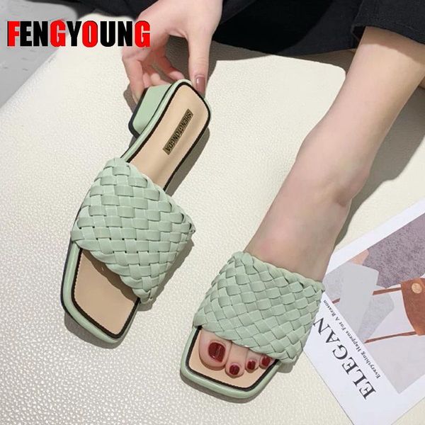 slippers women summer thick-heeled 2021 leather weave casual ladies slides square toe solid color beach sandals, Black
slippers women summer thick-heeled 2021 leather weave casual ladies slides square toe solid color beach sandals, Black