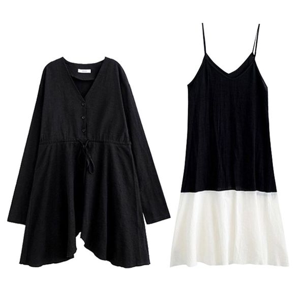spring autumn two-piece set black long sleeve v-neck button asymmetrical mermaid midi elegant dress d1881 210514, Black;gray
spring autumn two-piece set black long sleeve v-neck button asymmetrical mermaid midi elegant dress d1881 210514, Black;gray