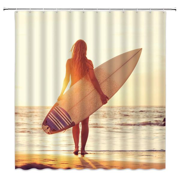 sztnsm girls shower curtain sunset ocean landscape vacation woman wearing bare golden beach surfboard, 70x70 inch polyester
sztnsm girls shower curtain sunset ocean landscape vacation woman wearing bare golden beach surfboard, 70x70 inch polyester