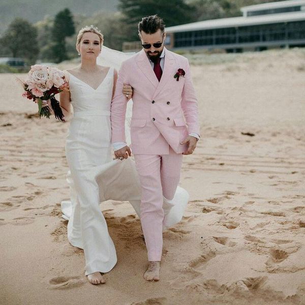 men's suits & blazers summer pink linen men for beach wedding 2piece bridegroom outfit double breasted man attire groomsmen blazer cost, White;black
men's suits & blazers summer pink linen men for beach wedding 2piece bridegroom outfit double breasted man attire groomsmen blazer cost, White;black