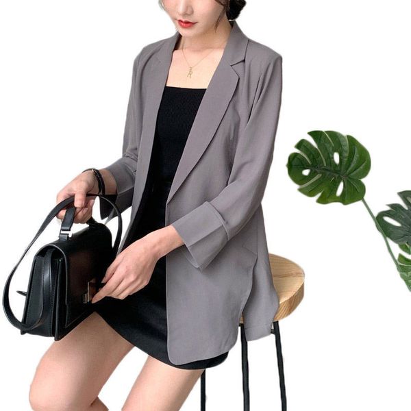 suit korean casual chiffon blazer spring jacket ladies loose sun protector shirt fine summer layer solid cardigans f615 4o97, White;black 
suit korean casual chiffon blazer spring jacket ladies loose sun protector shirt fine summer layer solid cardigans f615 4o97, White;black