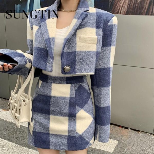 women's tracksuits sungtin office lady blue plaid bodycon skirt and crop two set women 2021 winter woolen casual ol 2 piece mini, Gray
women's tracksuits sungtin office lady blue plaid bodycon skirt and crop two set women 2021 winter woolen casual ol 2 piece mini, Gray