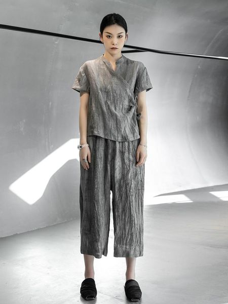 women's two piece pants 2021 summer chinese style old dirty wash wrinkled linen suits 0805-9, White
women's two piece pants 2021 summer chinese style old dirty wash wrinkled linen suits 0805-9, White