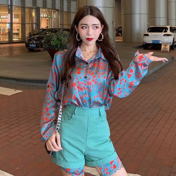 fashion streetwear two piece set womens clothing vintage long sleeve print asymmetrical shirt + solid high waist shorts women's tracks, Gray
fashion streetwear two piece set womens clothing vintage long sleeve print asymmetrical shirt + solid high waist shorts women's tracks, Gray