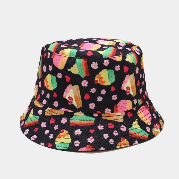 summer cream print bucket hat two side reversible girls sun outdoor casual travel protection bob wide brim hats, Blue;gray
summer cream print bucket hat two side reversible girls sun outdoor casual travel protection bob wide brim hats, Blue;gray
