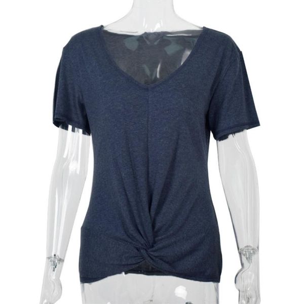 women's t-shirt summer casual tie loose v-neck short sleeve women solid color tee shirt, White
women's t-shirt summer casual tie loose v-neck short sleeve women solid color tee shirt, White