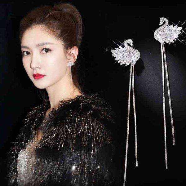 earrings charms swan tassel women's two crystal korean elegant long simple, Golden
earrings charms swan tassel women's two crystal korean elegant long simple, Golden