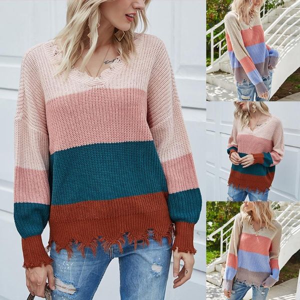 women's sweaters women autumn long sleeve knitted sweater v-neck backless color block striped pullover ripped trim loose jumper, White;black
women's sweaters women autumn long sleeve knitted sweater v-neck backless color block striped pullover ripped trim loose jumper, White;black