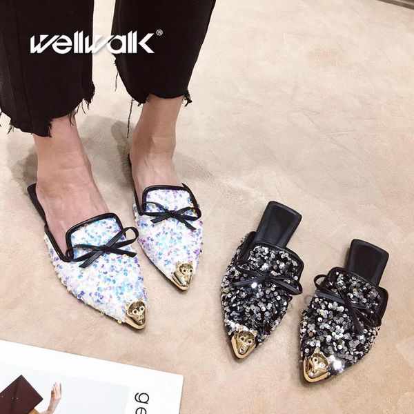 slippers sequined mule women flat shoes string bead buckle female summer slides pointed toe ladies butterfly knot shoe woman, Black
slippers sequined mule women flat shoes string bead buckle female summer slides pointed toe ladies butterfly knot shoe woman, Black