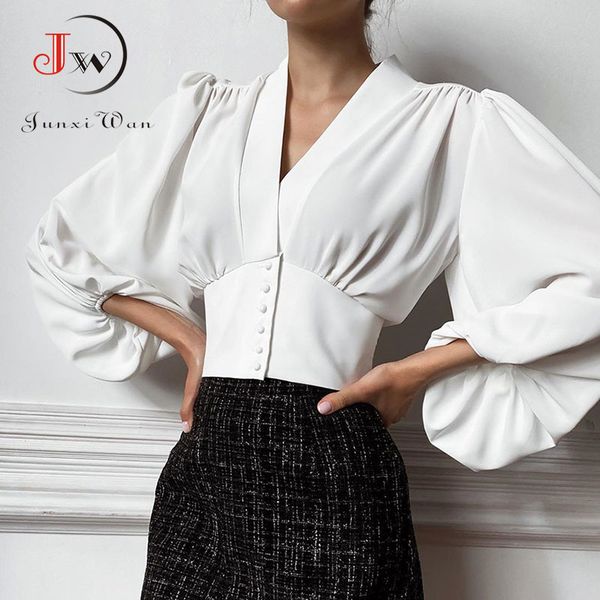 white women elegant chic blouse fashion tunic ol v neck lantern sleeve office shirts casual blusas femininas 210510
white women elegant chic blouse fashion tunic ol v neck lantern sleeve office shirts casual blusas femininas 210510