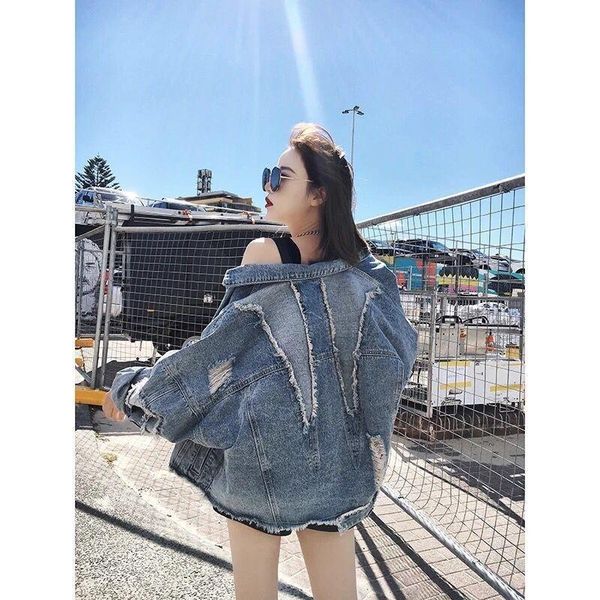 women's jackets 2021 korean style fashion coat spring jeans jacket women irregular hole college denim female, Black;brown
women's jackets 2021 korean style fashion coat spring jeans jacket women irregular hole college denim female, Black;brown