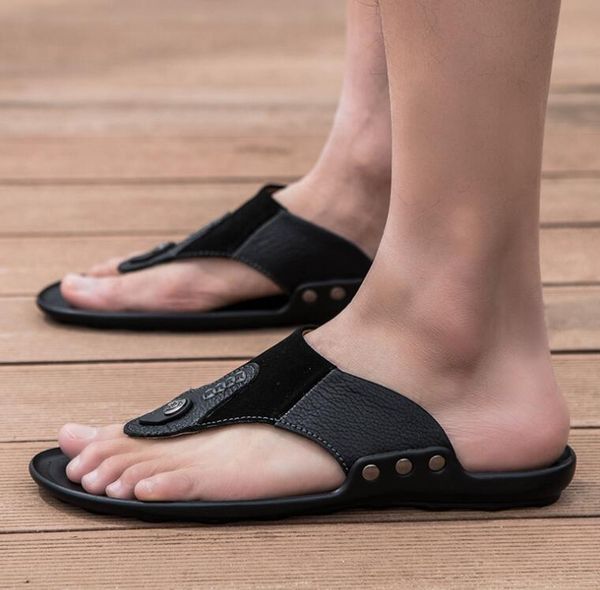 summer fashion men's leather slippers trend flip flops fashion casual beach sandals, Black
summer fashion men's leather slippers trend flip flops fashion casual beach sandals, Black