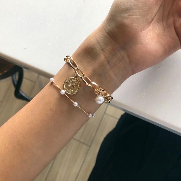 gold color charm bracelet for women imitation pearl multilayer alloy bracelets fashion jewelry bohemian retro girl gift, Golden;silver
gold color charm bracelet for women imitation pearl multilayer alloy bracelets fashion jewelry bohemian retro girl gift, Golden;silver