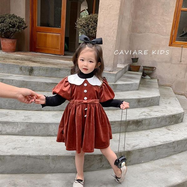 girl's dresses children's wear 2021 autumn lapel bowknot doll collar velvet girls dress, Red;yellow
girl's dresses children's wear 2021 autumn lapel bowknot doll collar velvet girls dress, Red;yellow
