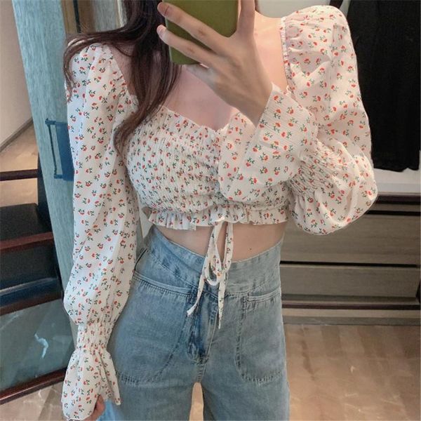 women's blouses & shirts long bubble sleeve drawstring chiffon shirt women super fairy floral cute short summer square collar fashion, White
women's blouses & shirts long bubble sleeve drawstring chiffon shirt women super fairy floral cute short summer square collar fashion, White