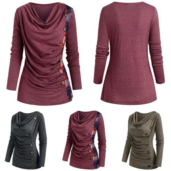 women's t-shirt women button knitwear cowl neck plaid casual sweater 2021 autumn long sleeve shirt lady spring pullover d30, White
women's t-shirt women button knitwear cowl neck plaid casual sweater 2021 autumn long sleeve shirt lady spring pullover d30, White